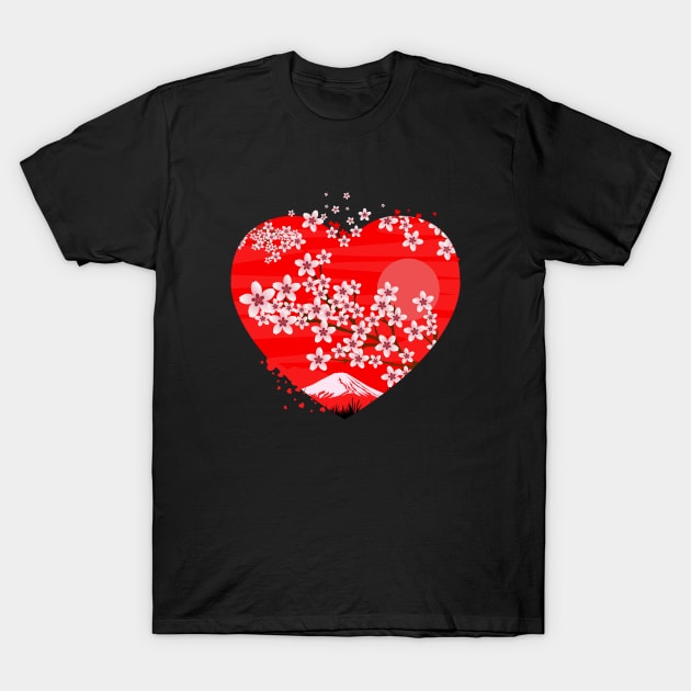 Cherry Blossom Heart T-Shirt by adamzworld